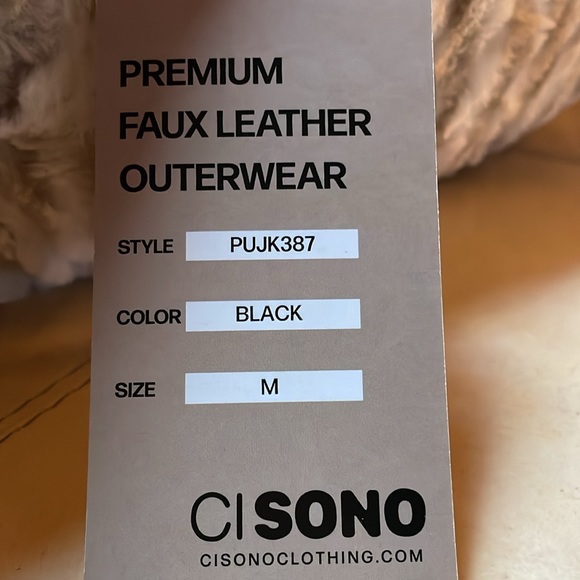 CISONO Los Angeles Faux Leather Black Medium warm windbreaker - Picture 13 of 13